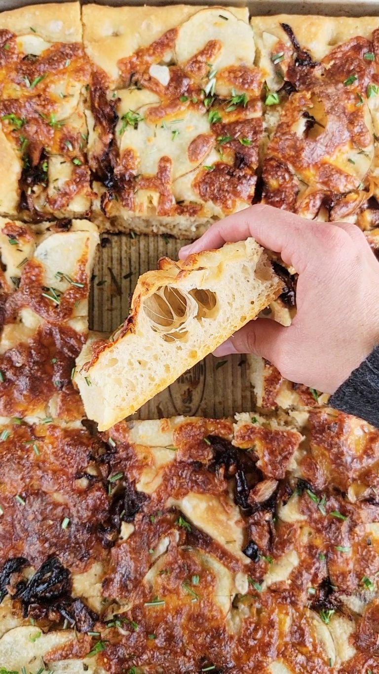 Roasted Garlic, Potato and Caramelized Onion Focaccia