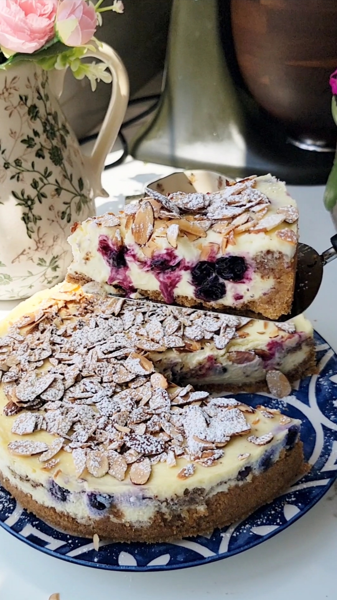 Blueberry Almond Croissant Cheesecake
