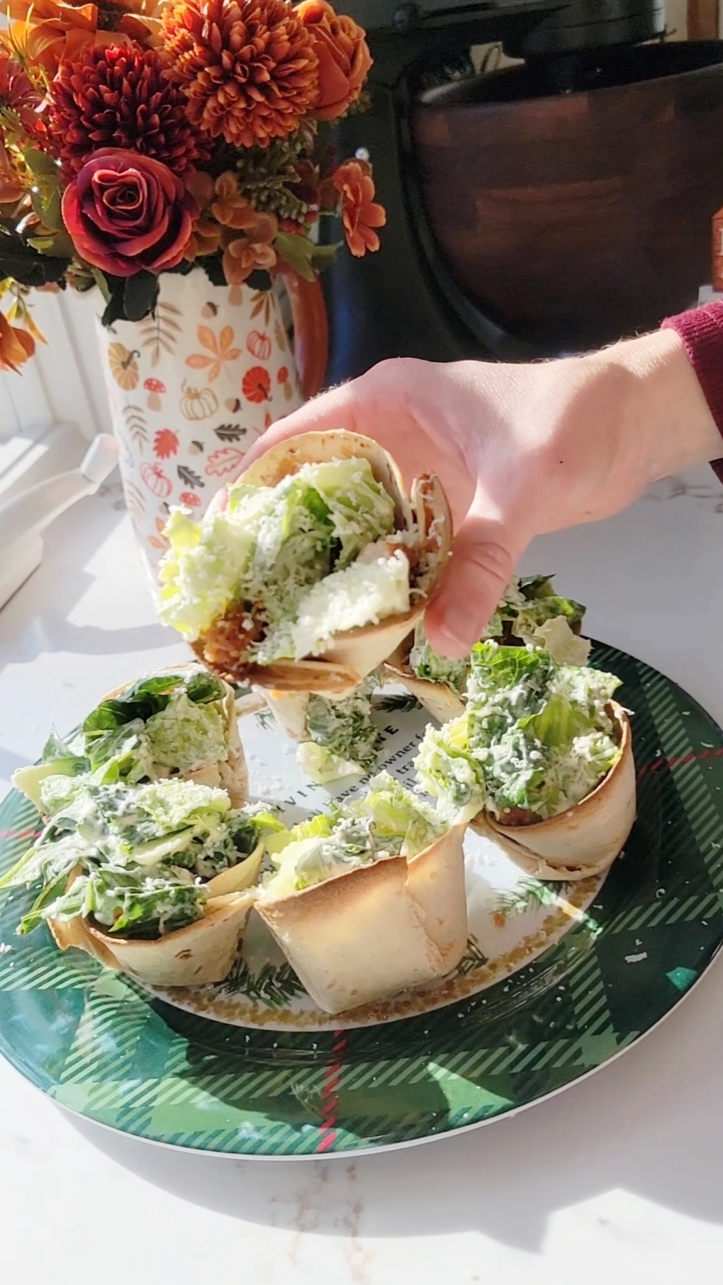 Chicken Caesar Tortilla Cups