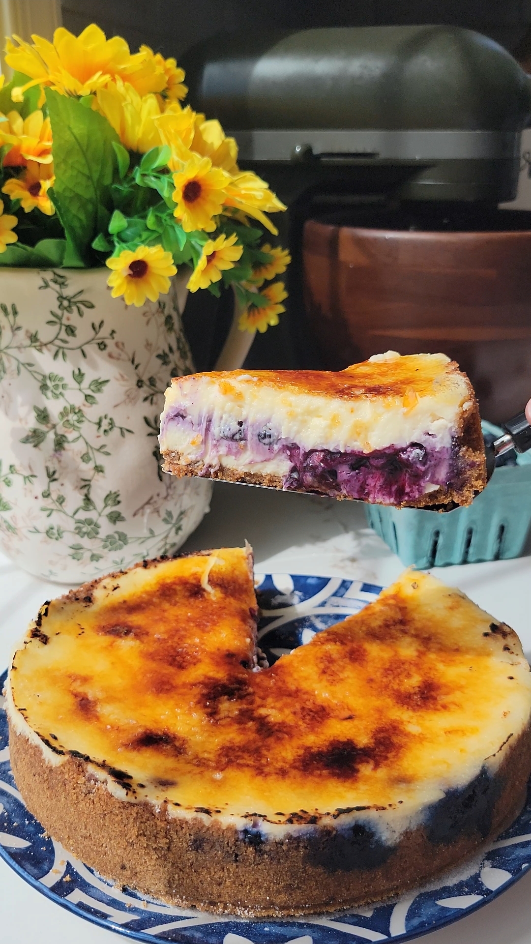Blueberry Crème Brulee Cheesecake