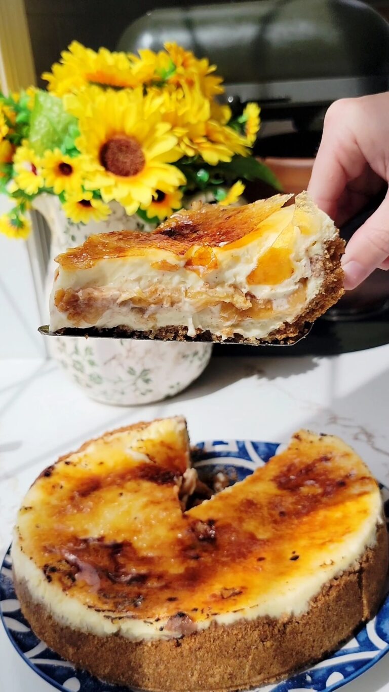 Peach Cobbler Crème Brûlée Cheesecake