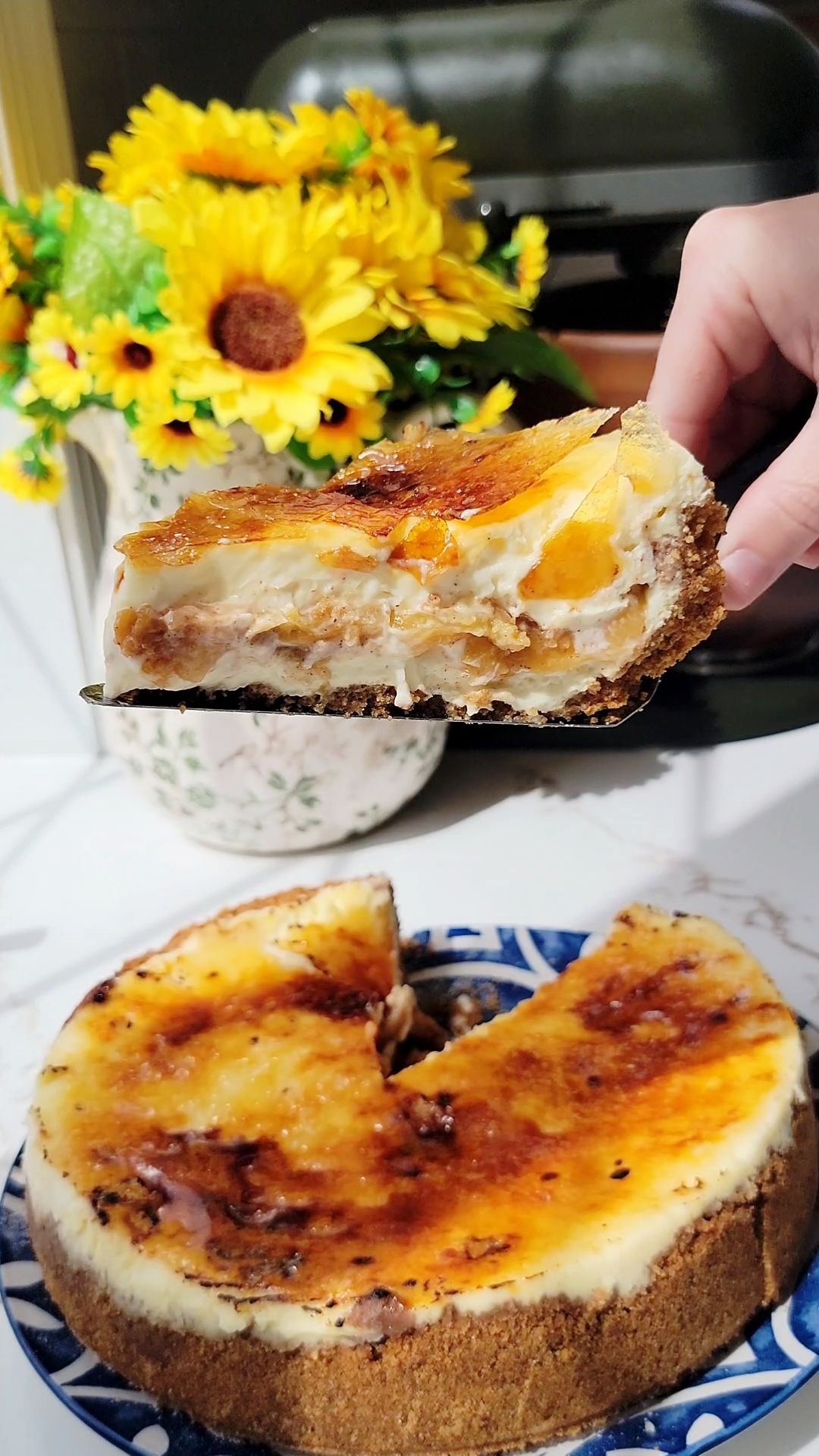 Peach Cobbler Crème Brûlée Cheesecake