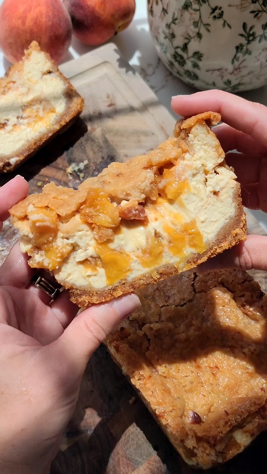 Peach Cobbler Cheesecake Bars